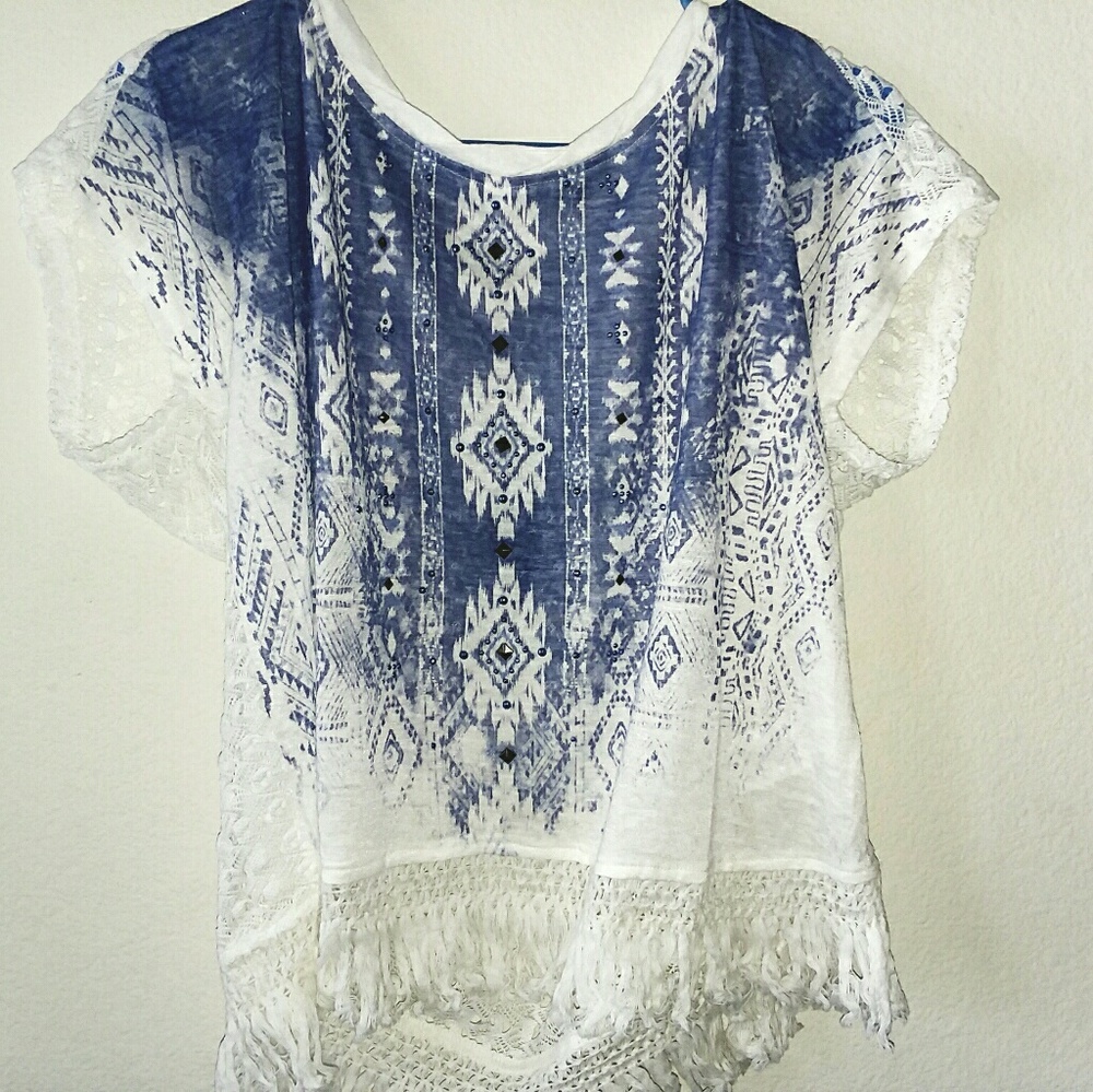 A nice brand new blue and white shirt